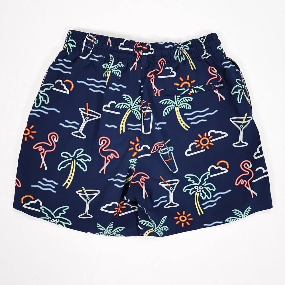 CHUBBIES Men's S Navy Neon Tropical Print 5.5